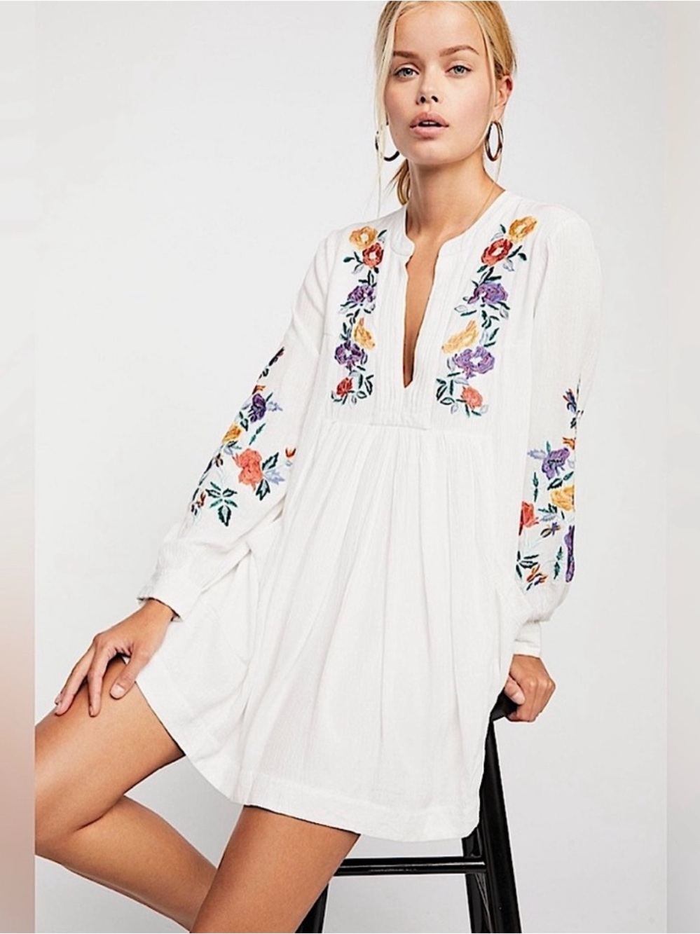 Free People Mia embroidered mini dress